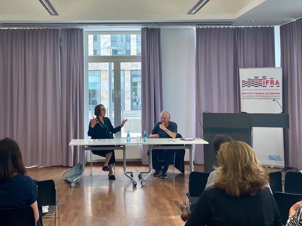 Sandra Seubert im Gespräch mit Daniel Cohn-Bendit auf Veranstaltung "Das Erbe der Revolution 1848/49 in europäischer Perspektive"